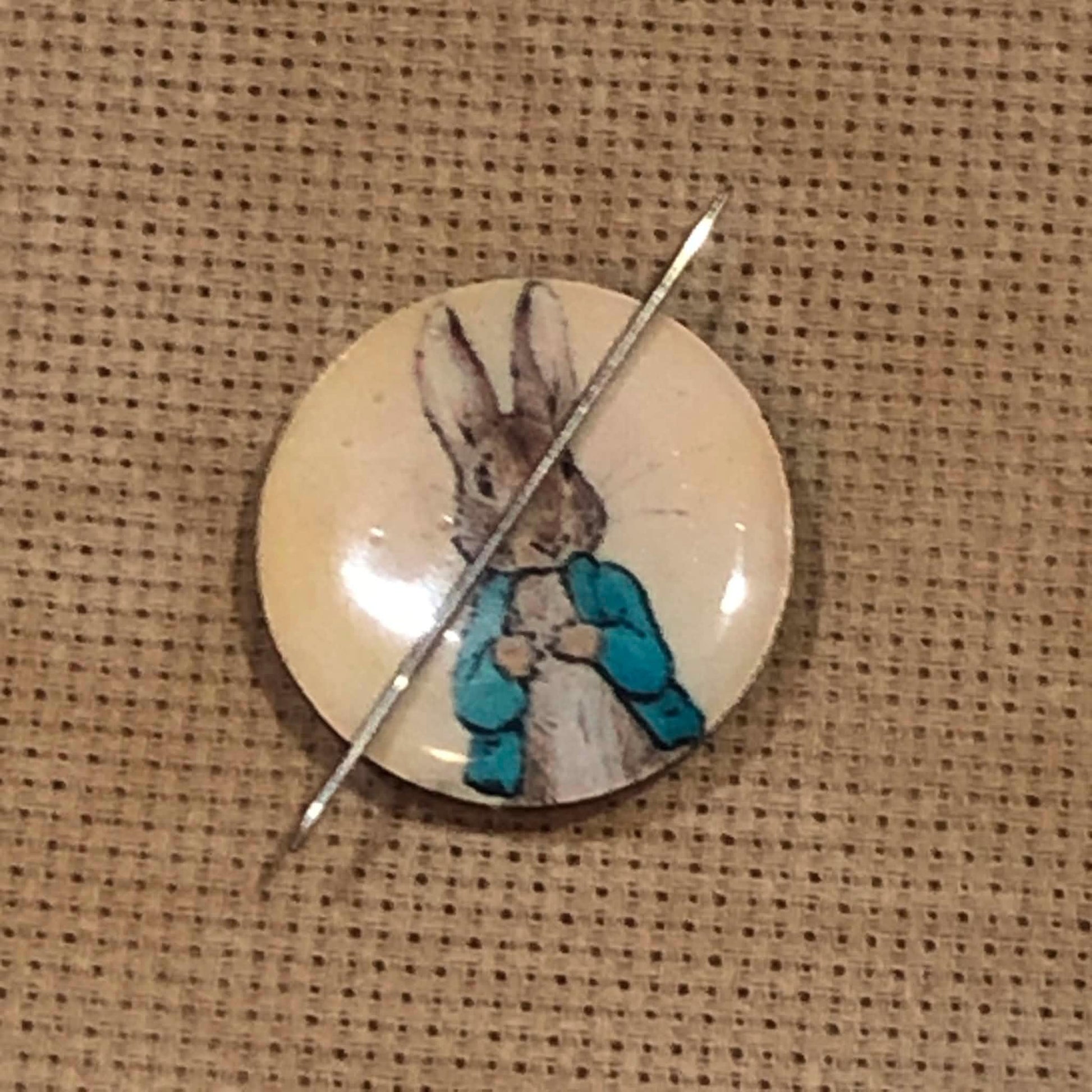 Peter Rabbit Wooden Needle Minder/Thread Holder/ Parking Aid