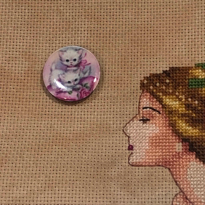 Kittens Wooden Needle Minder/Thread Holder/ Parking Aid