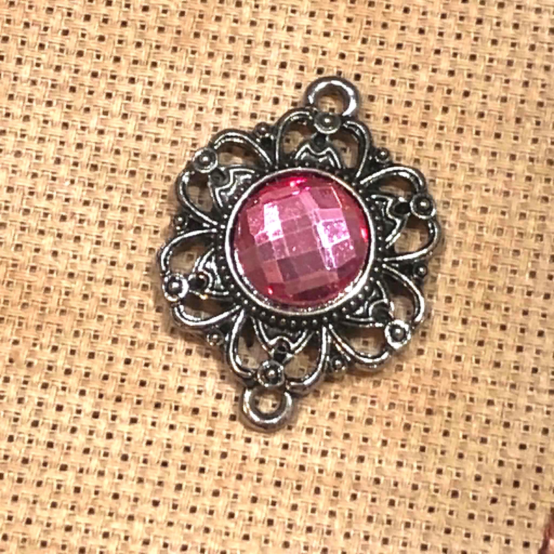 Pink Jewelled Needle Minder for Cross Stitch and Needlework