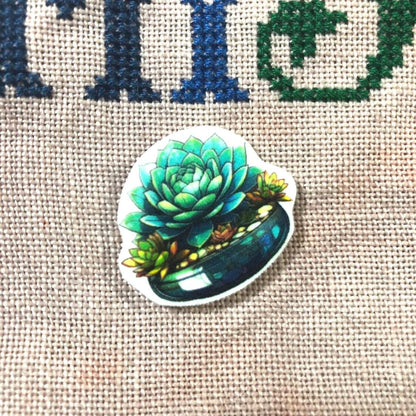 Succulent Acrylic Needle Minder for Cross Stitch and Needlework