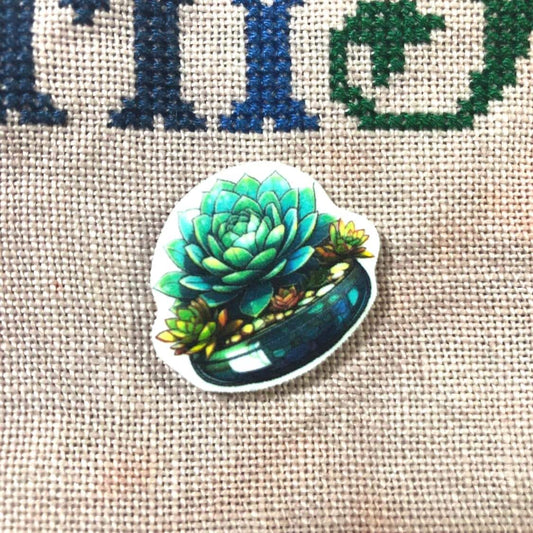 Succulent Acrylic Needle Minder for Cross Stitch and Needlework