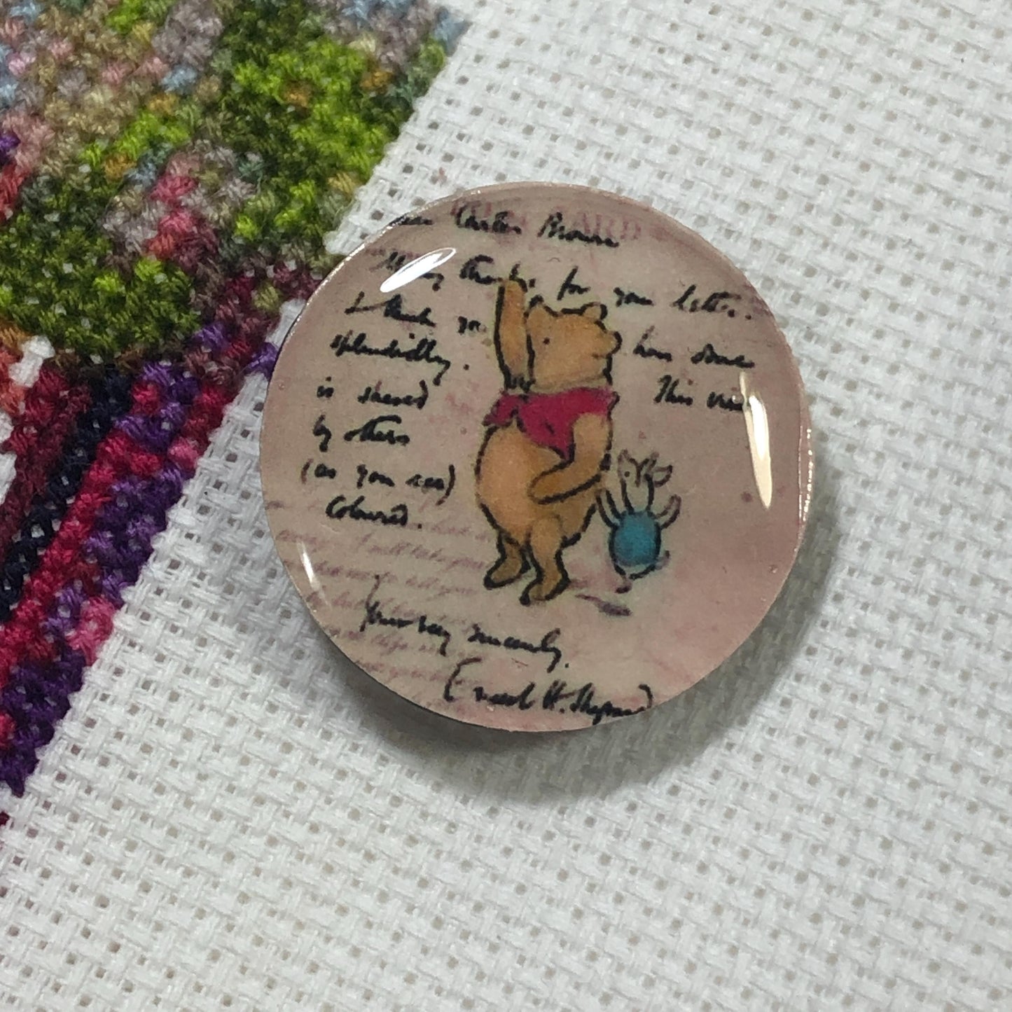 Winnie The Pooh Wooden Needle Minder/Thread Holder/ Parking Aid