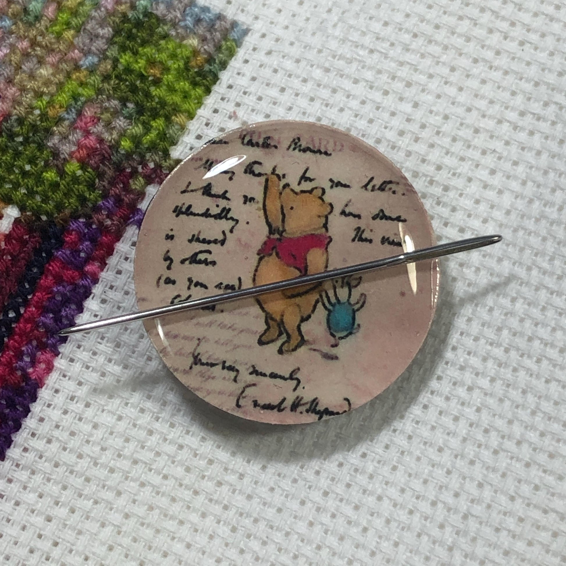 Winnie The Pooh Wooden Needle Minder/Thread Holder/ Parking Aid