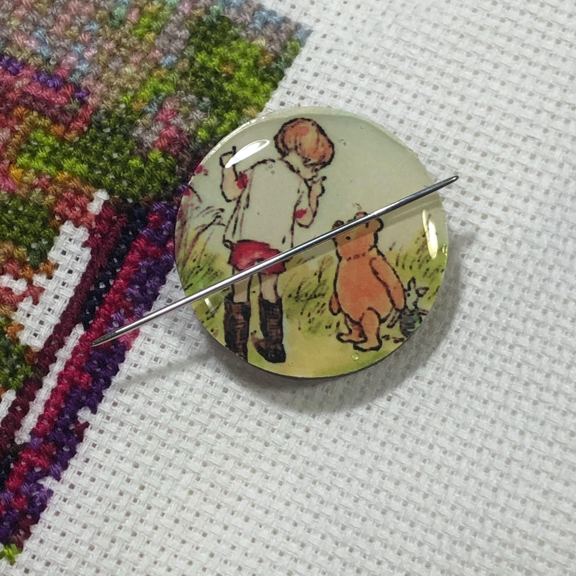 Winnie The Pooh Wooden Needle Minder/Thread Holder/ Parking Aid