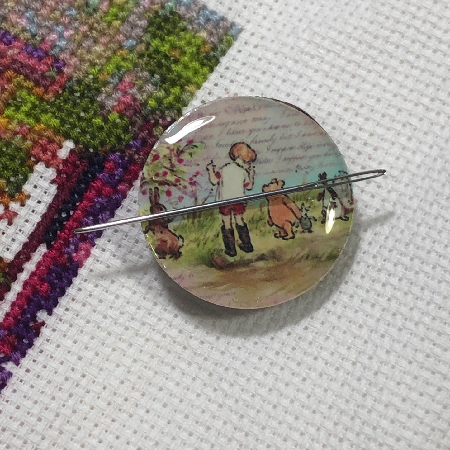 Winnie The Pooh Wooden Needle Minder/Thread Holder/ Parking Aid