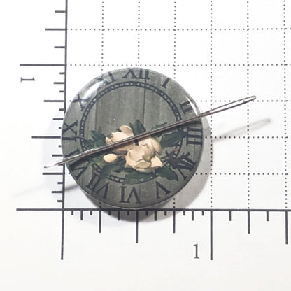 Floral Clock face Needle Minder/Thread Holder/ Parking Aid