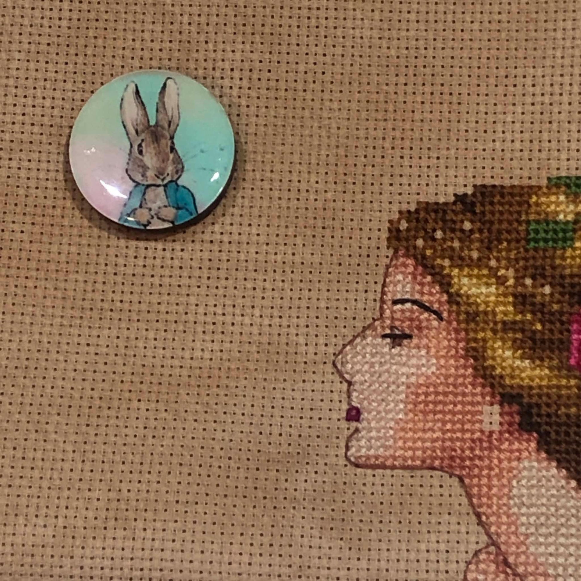 Peter Rabbit Wooden Needle Minder/Thread Holder/ Parking Aid