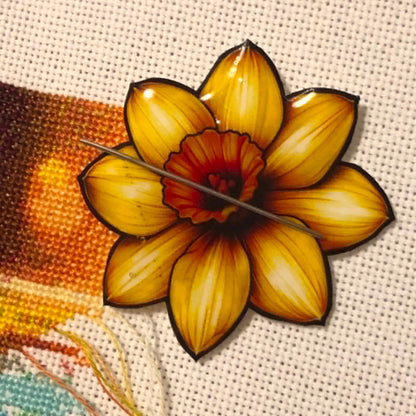 Daffodil Acrylic Magnetic Needle Minder for Cross Stitch and Needlework