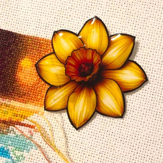 Daffodil Acrylic Magnetic Needle Minder for Cross Stitch and Needlework