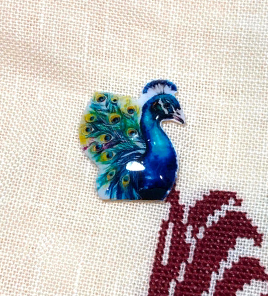 Peacock Acrylic Magnetic Needle Minder for Cross Stitch and Needlework
