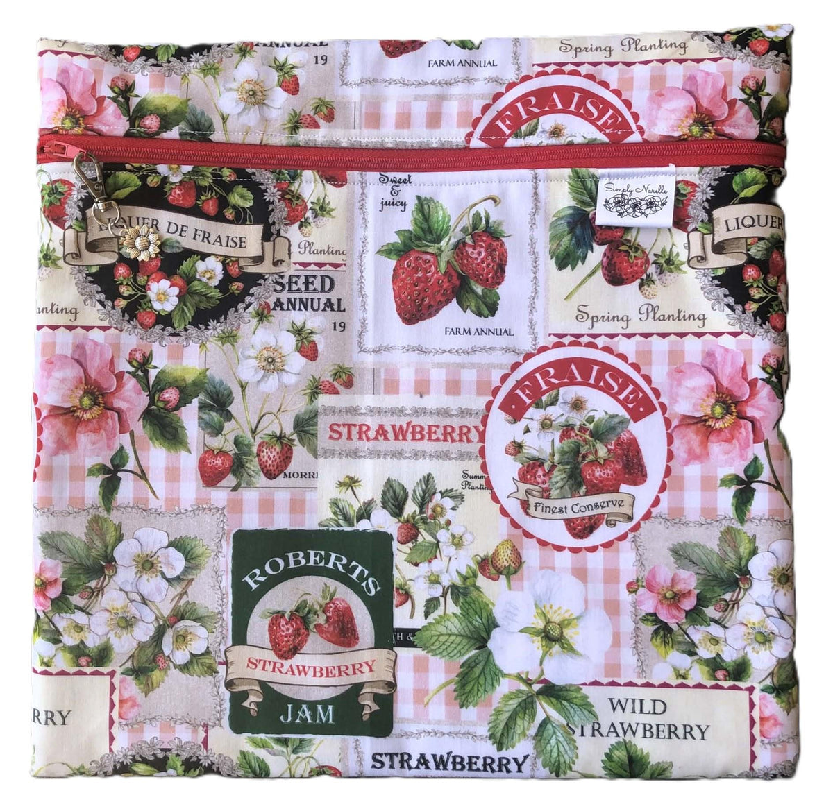 Strawberry Patch Project Bag for Cross Stitch and other crafts