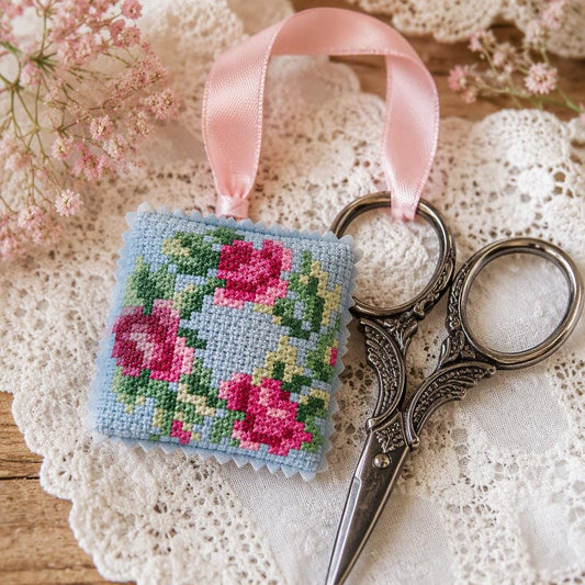 Rose Scissor Fob Cross Stitch Pattern – Instant Download