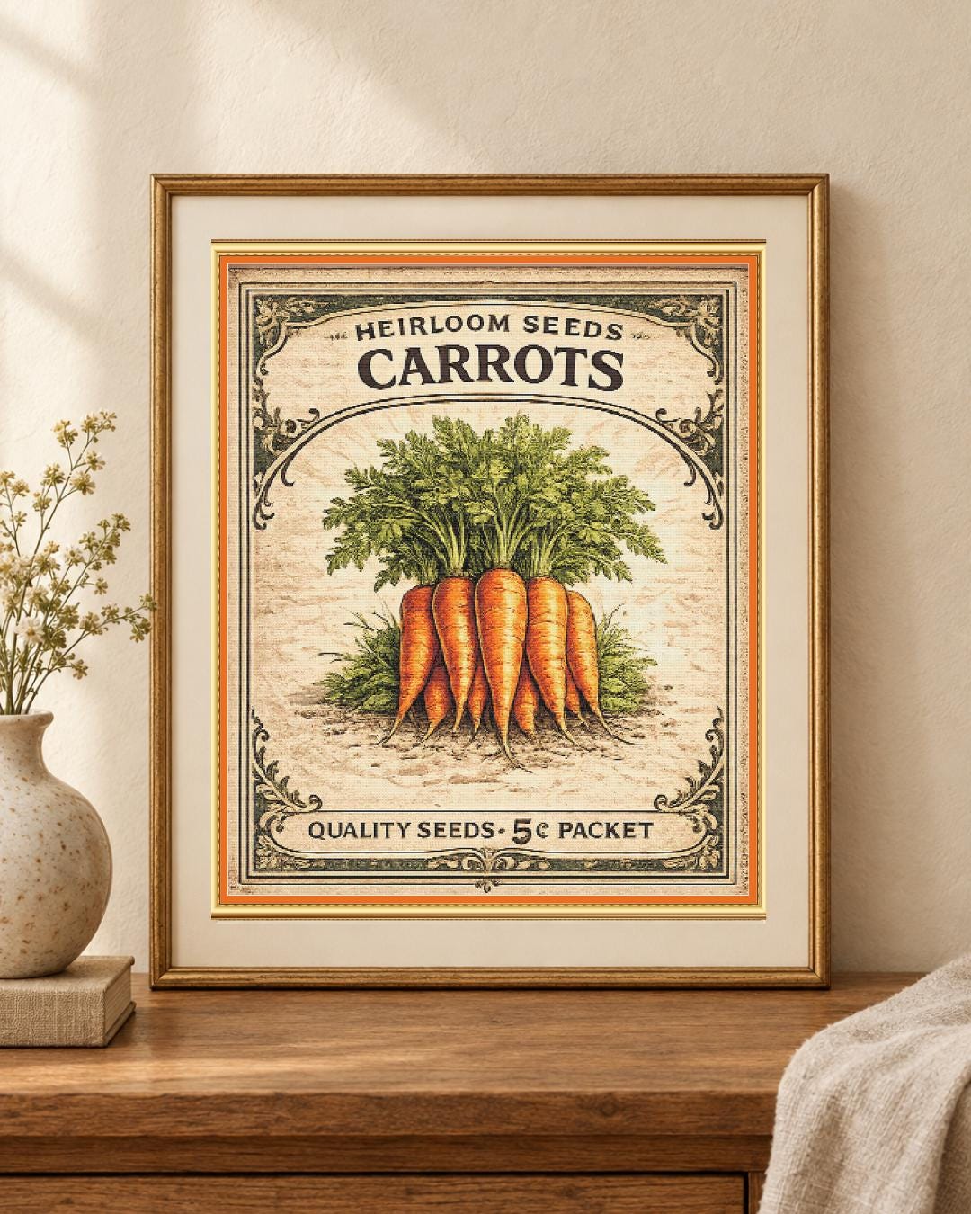 Carrots Seed Packet Full Coverage PDF Cross Stitch Chart