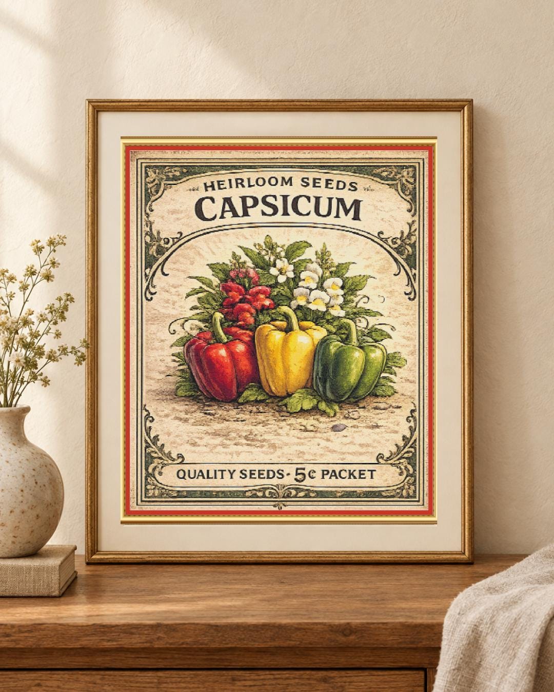 Capsicum Seed Packet Full Coverage PDF Cross Stitch Chart