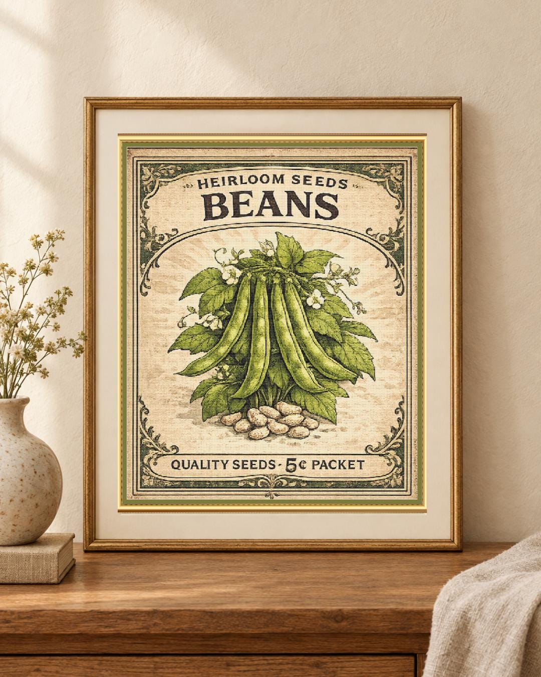 Beans Seed Packet Full Coverage PDF Cross Stitch Chart