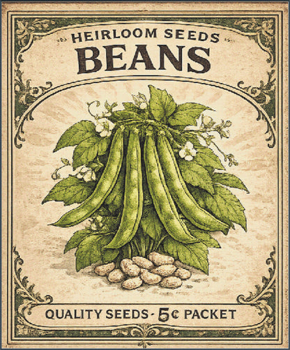 Beans Seed Packet Full Coverage PDF Cross Stitch Chart