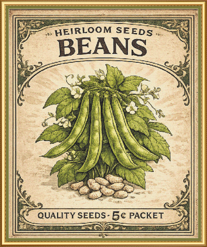 Beans Seed Packet Full Coverage PDF Cross Stitch Chart