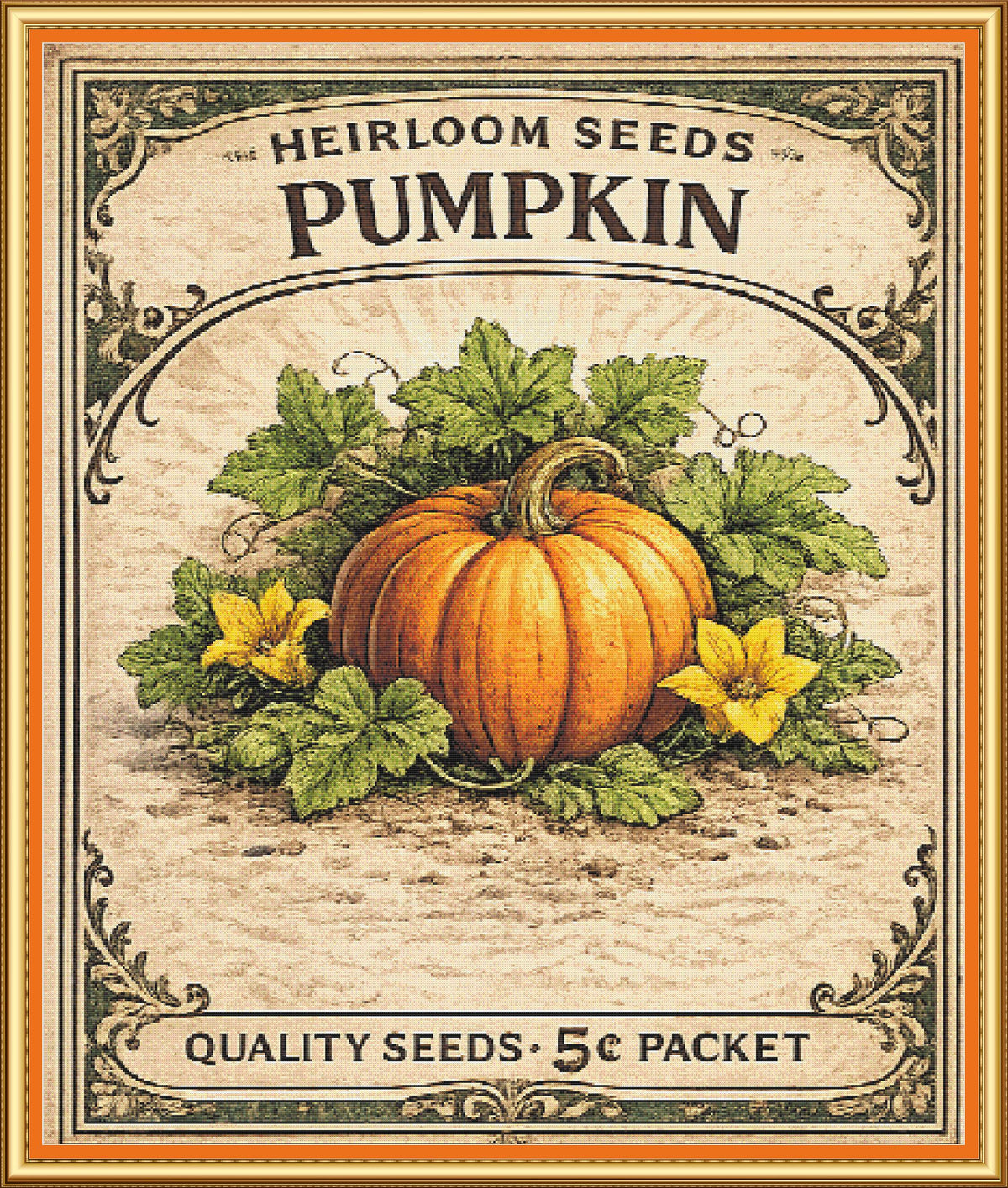 Pumpkin Seed Packet Full Coverage PDF Cross Stitch Chart
