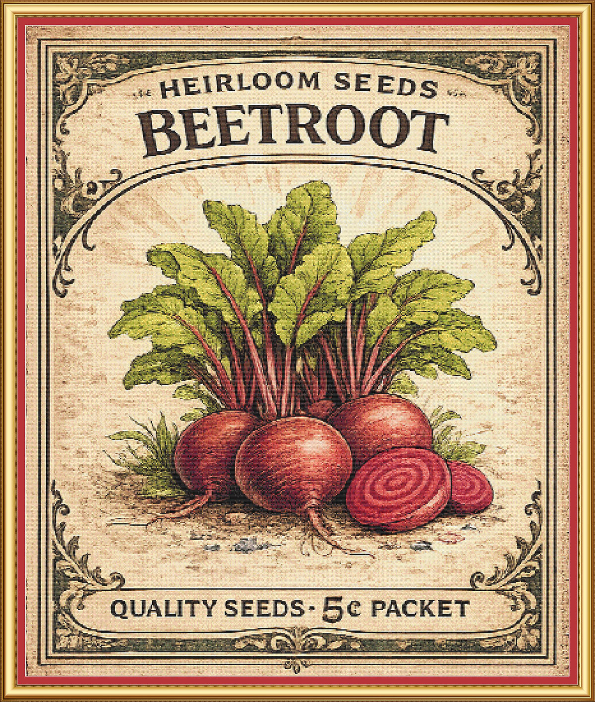 Beetroot Seed Packet Full Coverage PDF Cross Stitch Chart