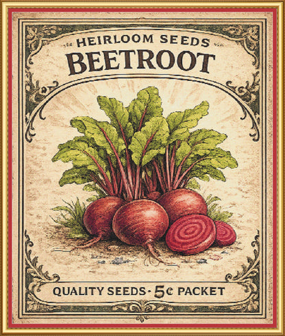 Beetroot Seed Packet Full Coverage PDF Cross Stitch Chart