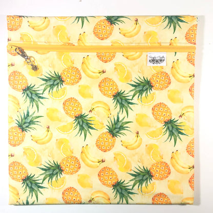 Pineapple Project Bag for Cross Stitch : Handmade Cotton Craft Organizer