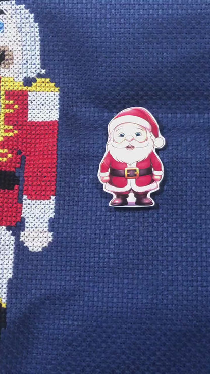 Santa Acrylic Magnetic Needle Minder for Cross Stitch and Needlework