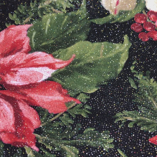Sparkly Christmas poinsettia project bag for cross stitch